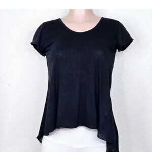 Talia Hancock Black Short Sleeve T-shirt Top Sheer Back Shark Bite
